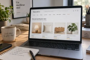 Écran d'ordinateur affichant des recommandations produits personnalisées sur un site e-commerce